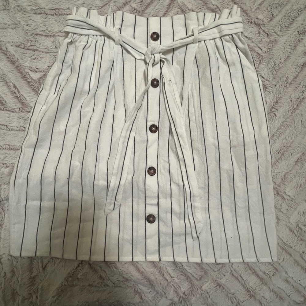 Sienna Sky Belted Striped Cotton Skirt Size Large